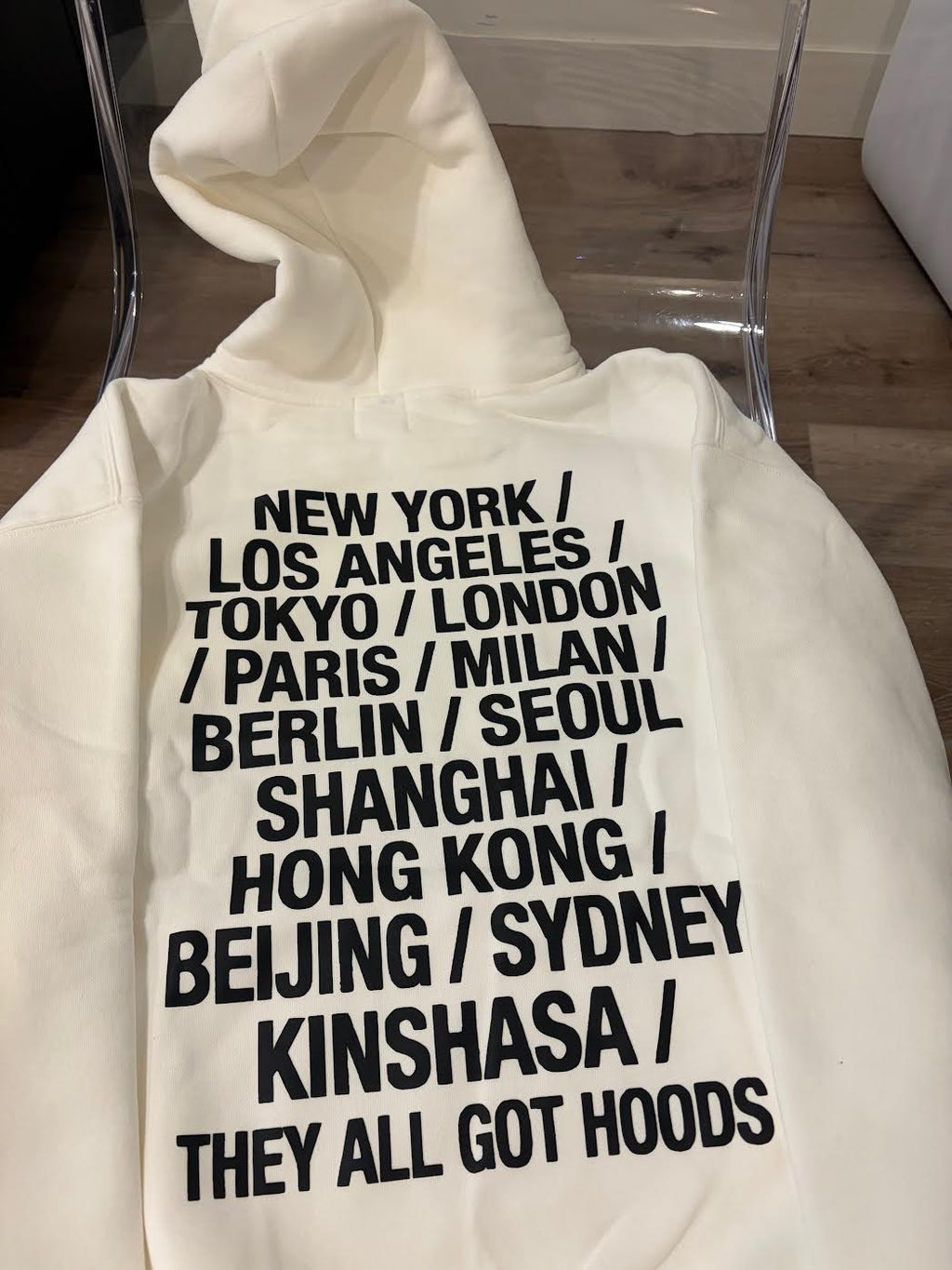 They all got Hoods white Hoodie Oversize Fleeced