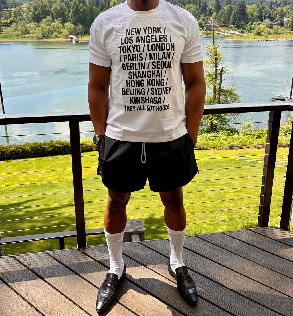 They all got Hoods T-shirt Essential Cotton T-Shirt White