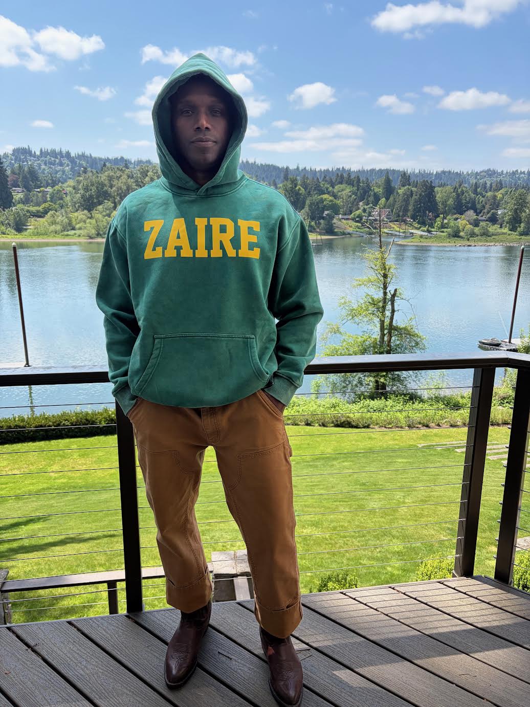 Zaire 74 vintage Green hoodie Snow Wash Fleece