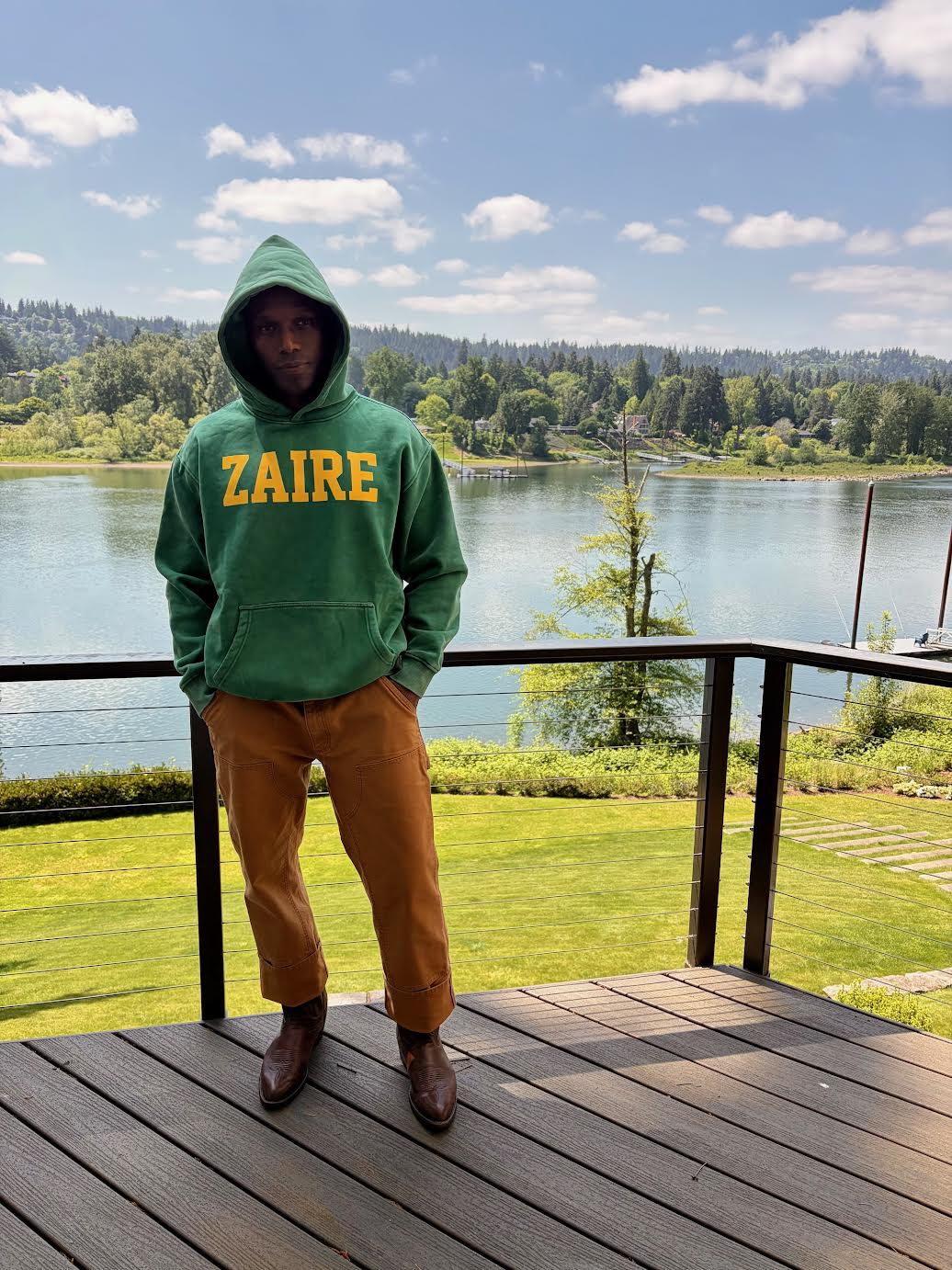 Zaire 74 vintage Green hoodie Snow Wash Fleece
