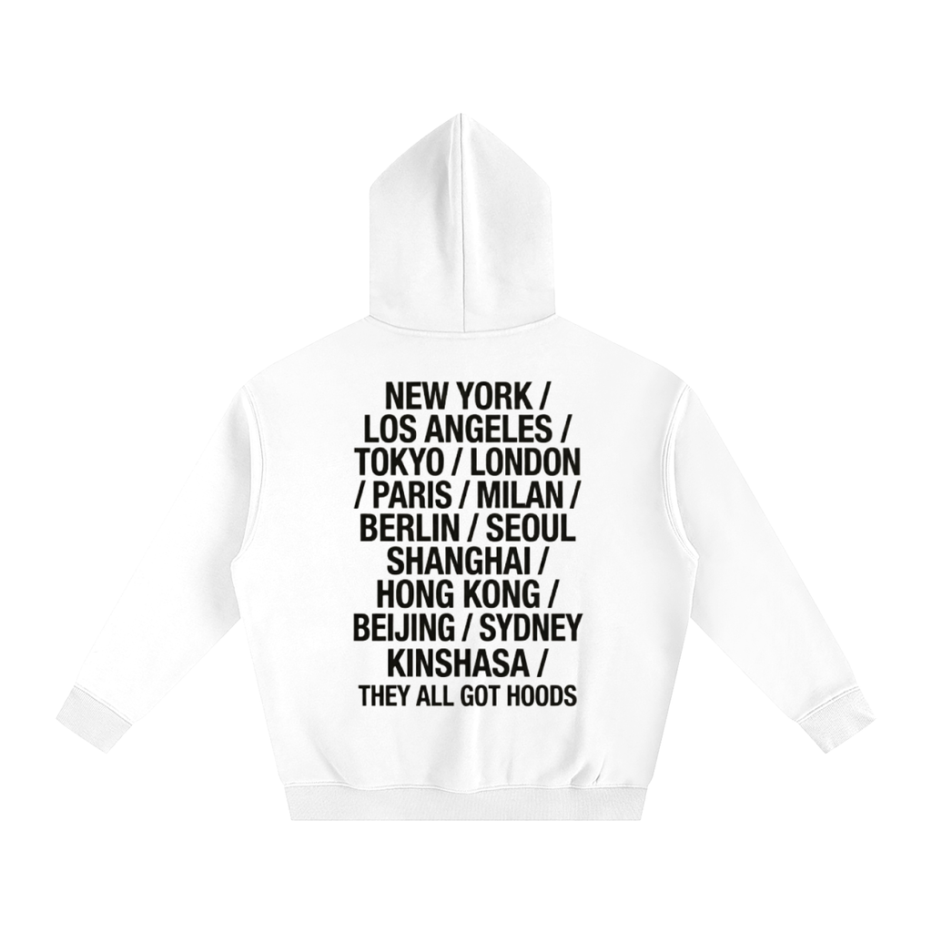 They all got Hoods white Hoodie Oversize Fleeced